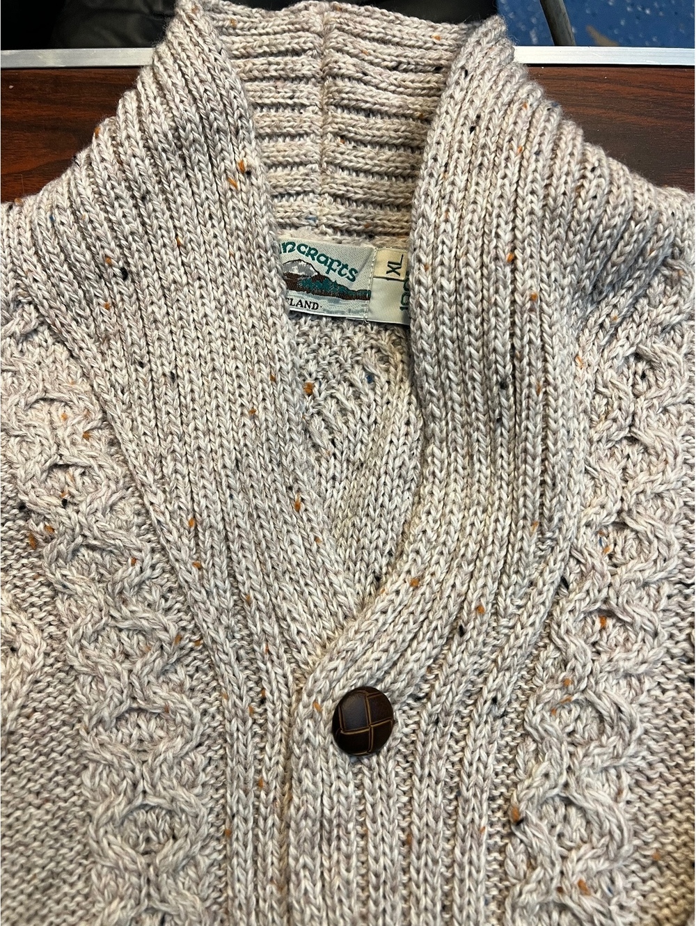 Aran Crafts Ireland Merino Wool Chunky Cable Knit Cardigan Size XL - Picture 7 of 9
